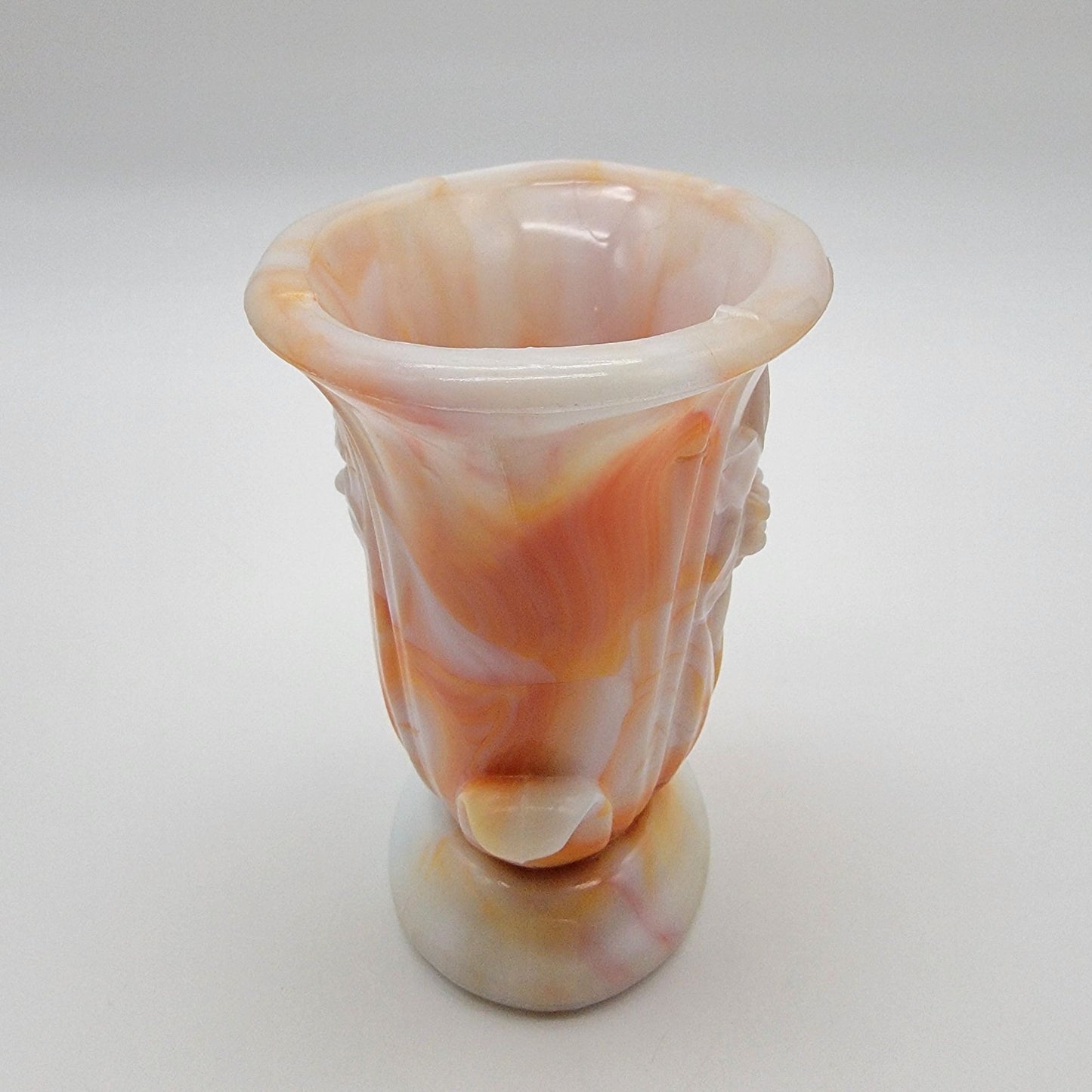 Vintage Akro Agate Orange Slag Glass Daffodil Vase