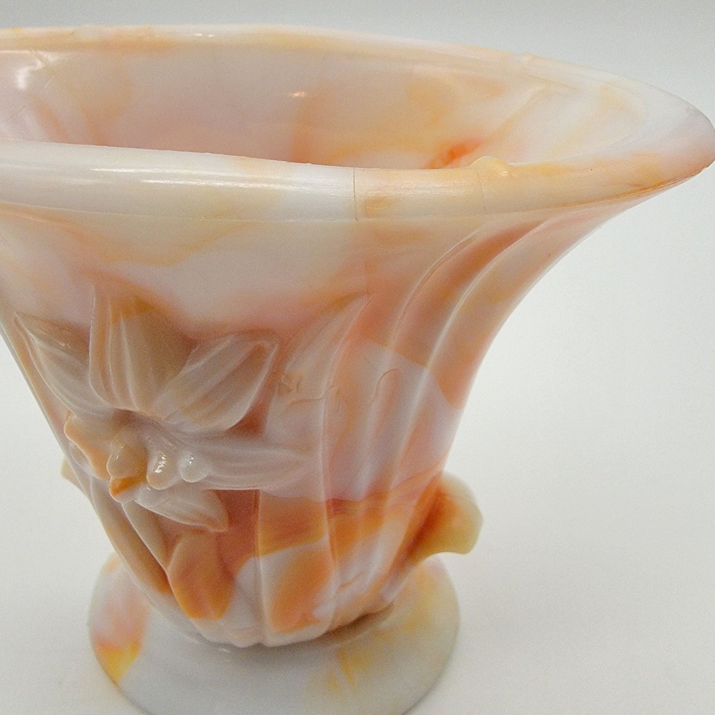 Vintage Akro Agate Orange Slag Glass Daffodil Vase