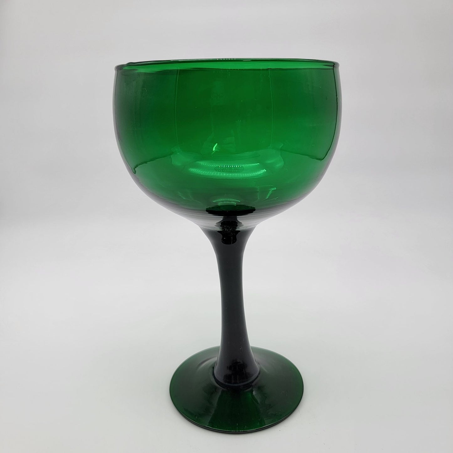 Vintage Emerald Green Art Glass Goblet Vase