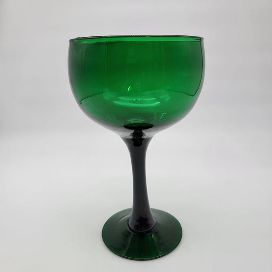 Vintage Emerald Green Art Glass Goblet Vase