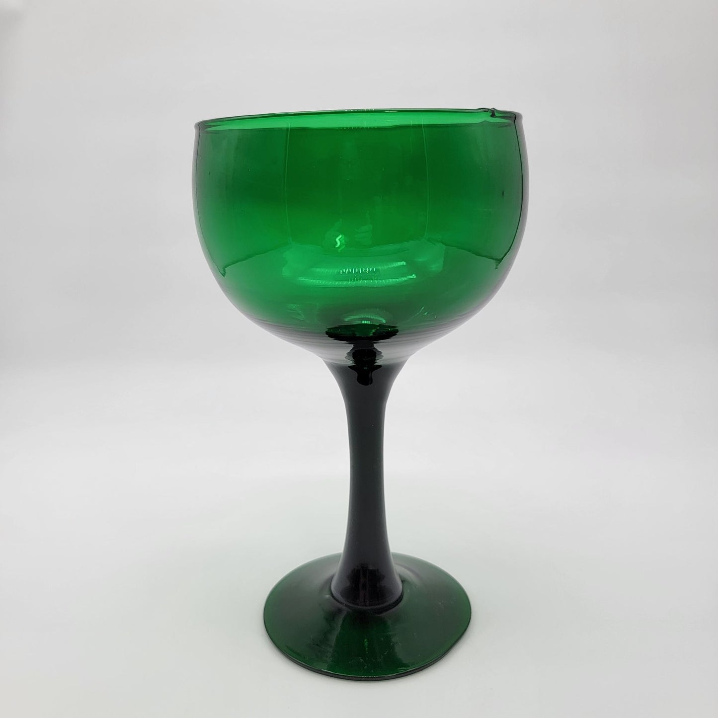 Vintage Emerald Green Art Glass Goblet Vase