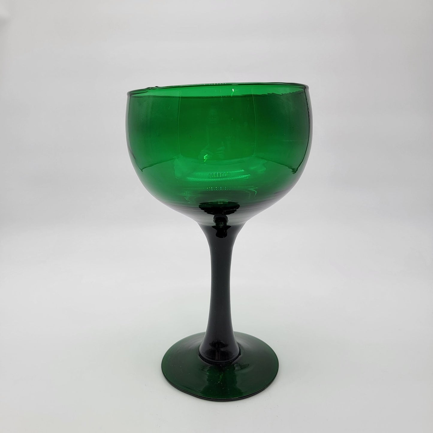 Vintage Emerald Green Art Glass Goblet Vase