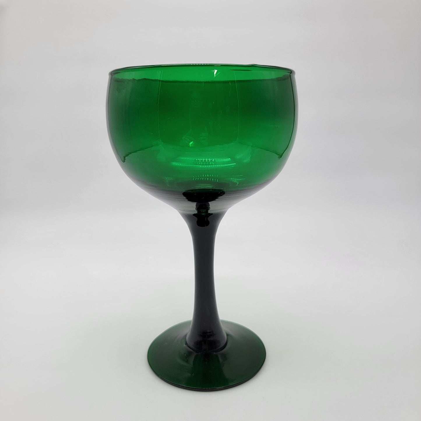 Vintage Emerald Green Art Glass Goblet Vase