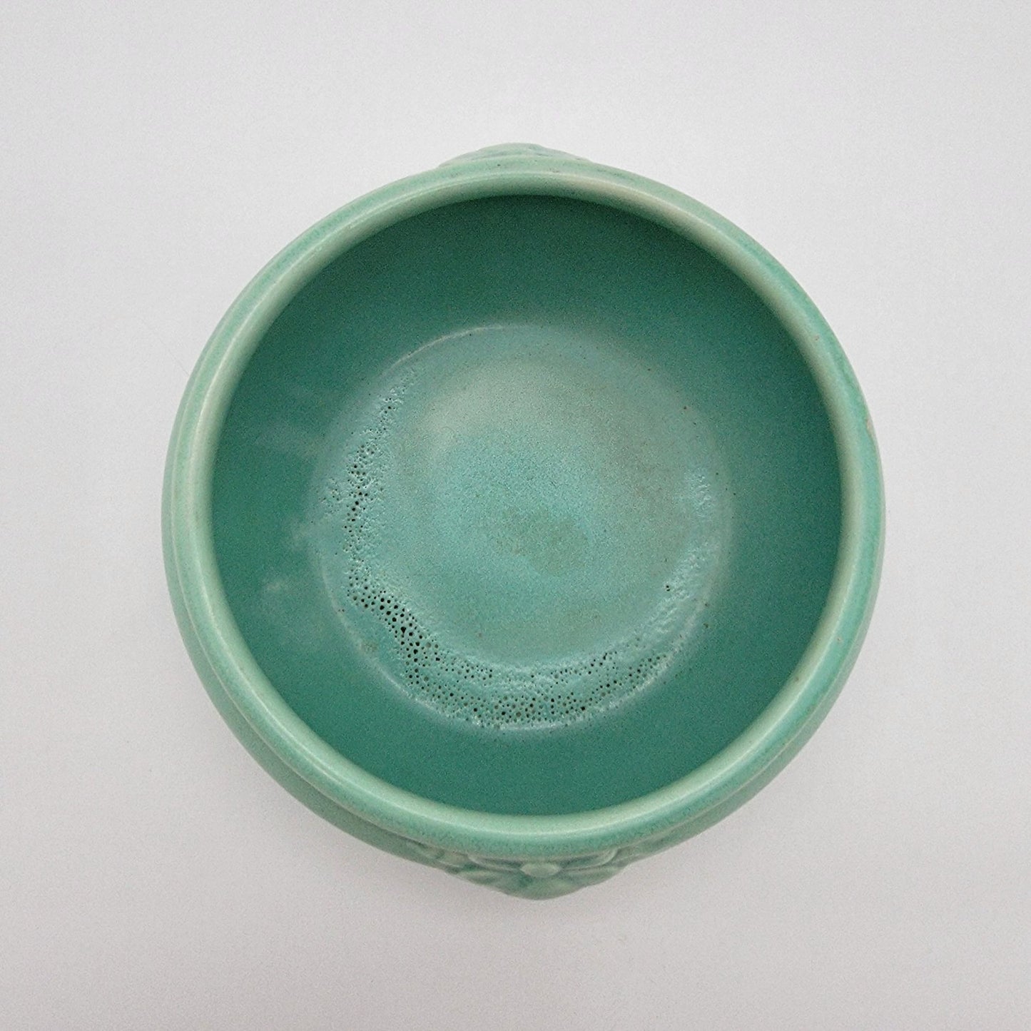 Vintage Red Wing Pottery #865 Teal Green Bowl Vase Planter - As Found