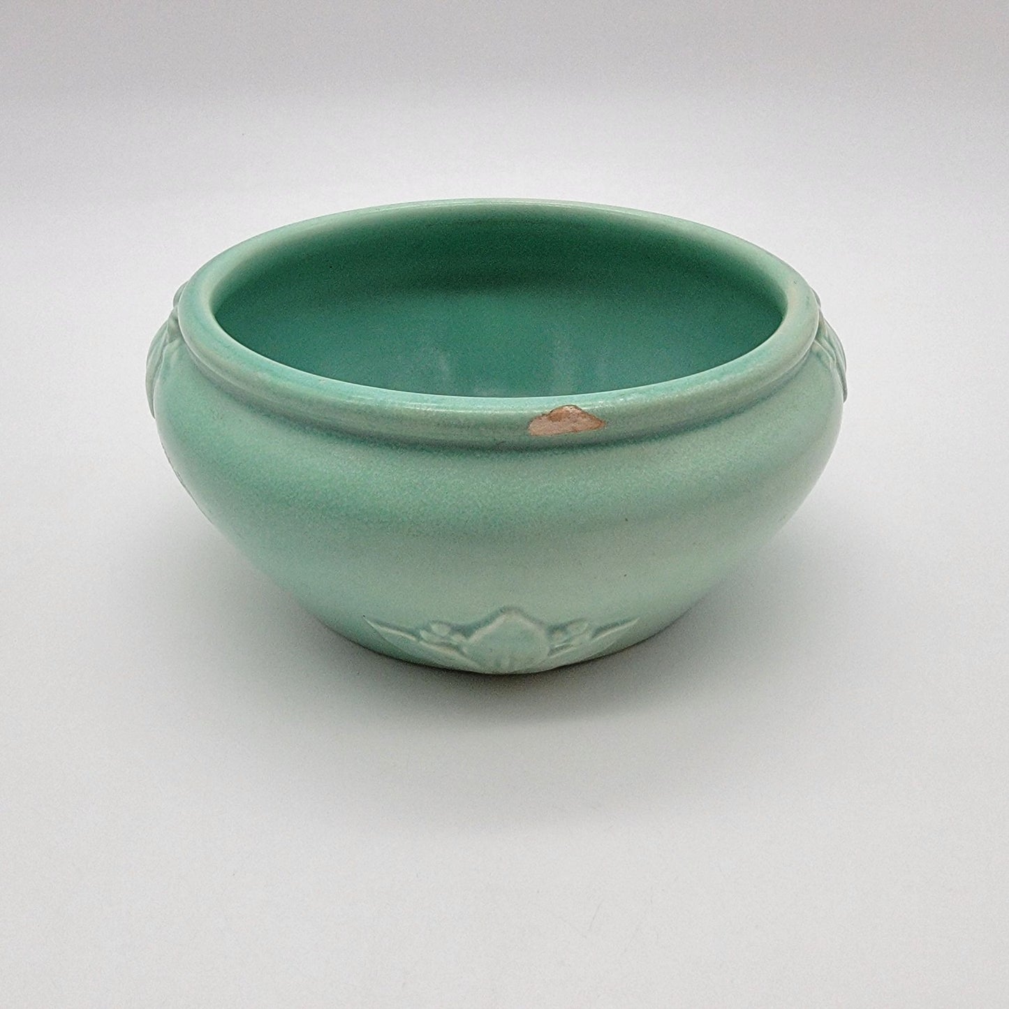 Vintage Red Wing Pottery #865 Teal Green Bowl Vase Planter - As Found