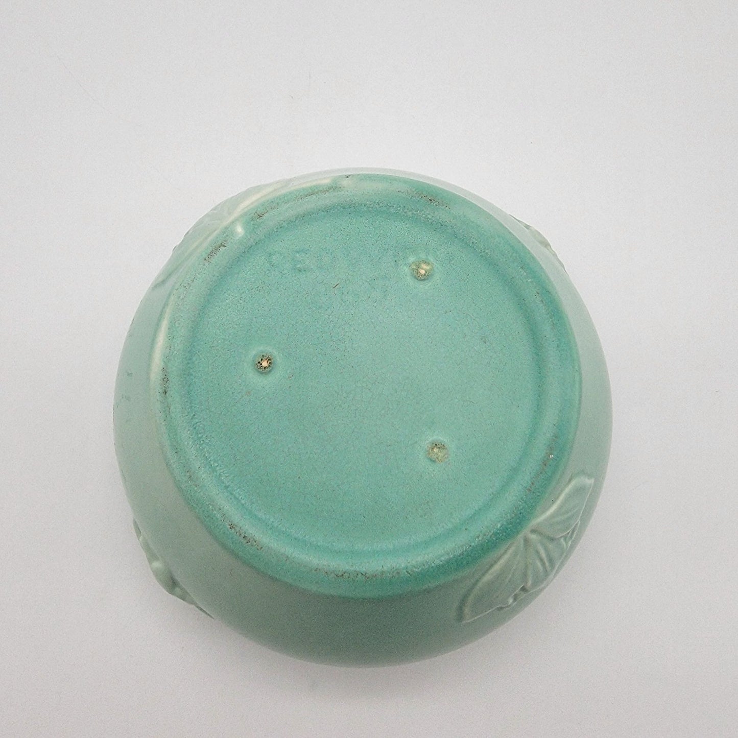 Vintage Red Wing Pottery #865 Teal Green Bowl Vase Planter - As Found