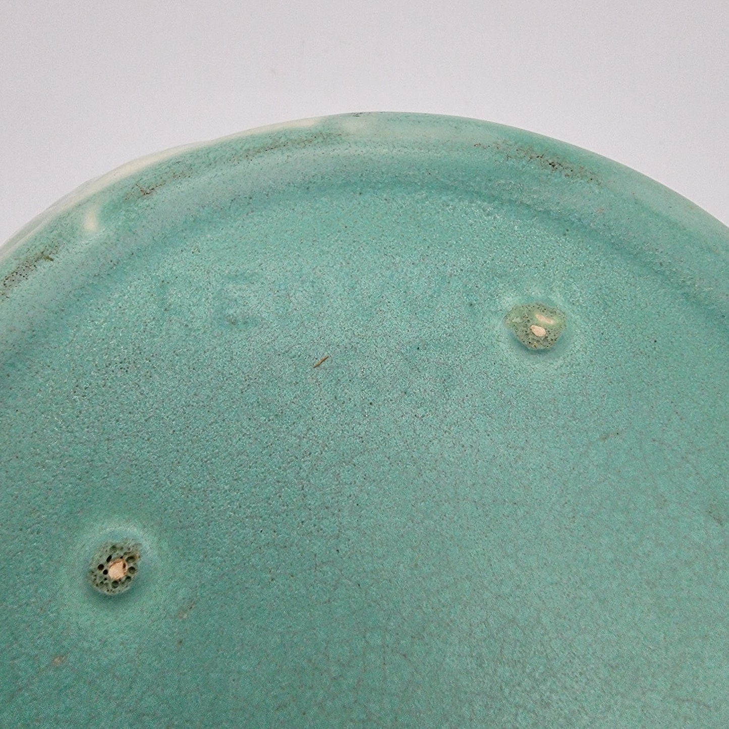 Vintage Red Wing Pottery #865 Teal Green Bowl Vase Planter - As Found