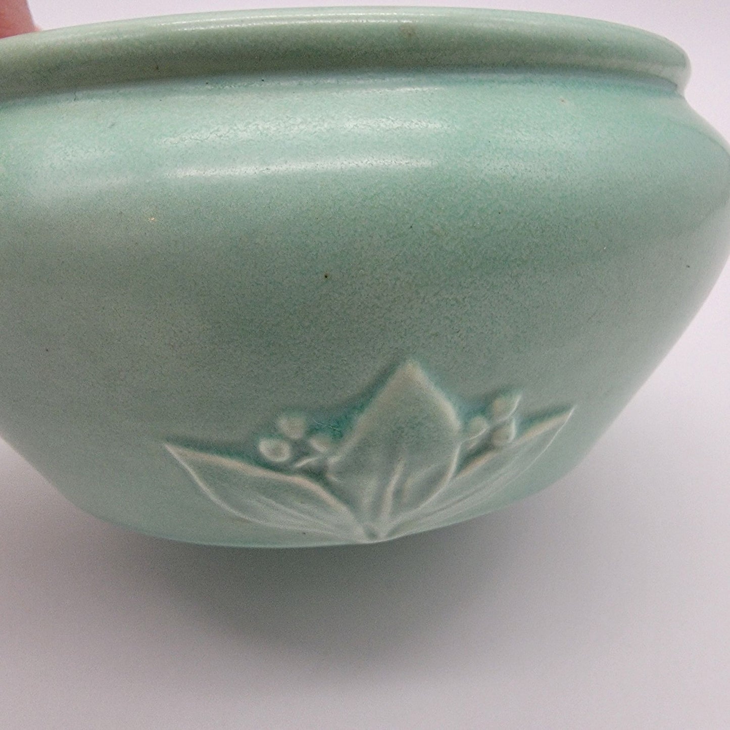 Vintage Red Wing Pottery #865 Teal Green Bowl Vase Planter - As Found