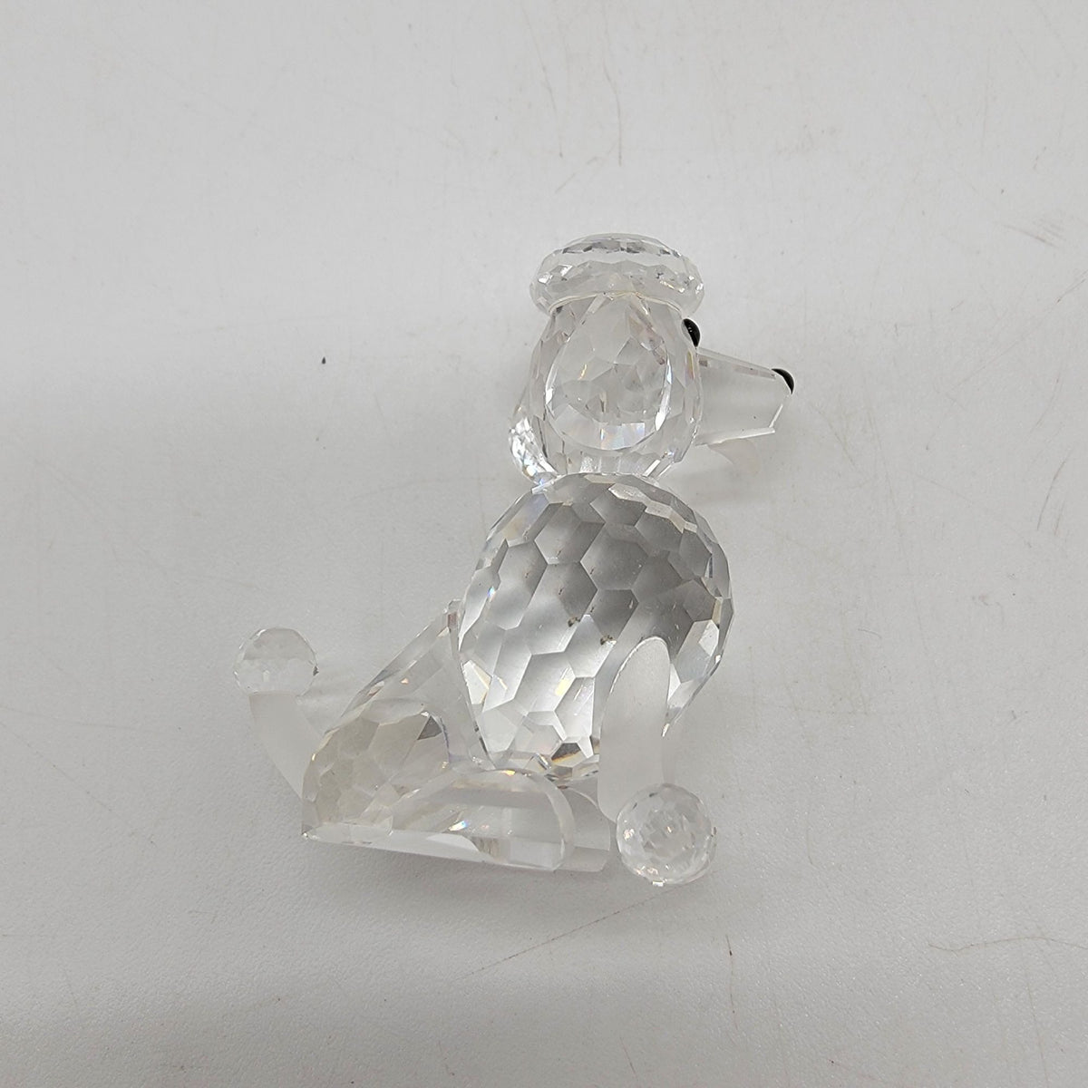 Swarovski Silver Crystal Sitting Poodle Figurine With Box