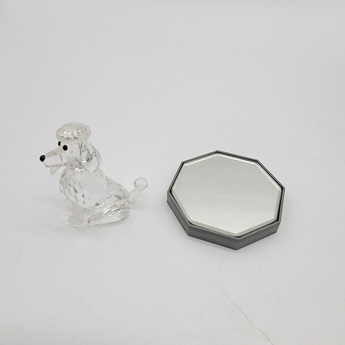 Swarovski Silver Crystal Sitting Poodle Figurine With Box