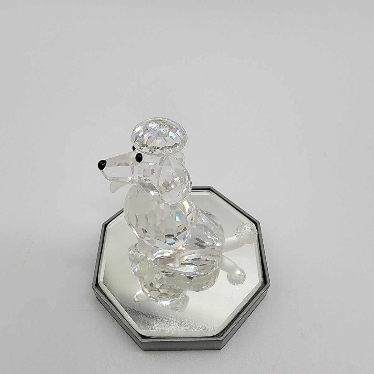 Swarovski Silver Crystal Sitting Poodle Figurine With Box