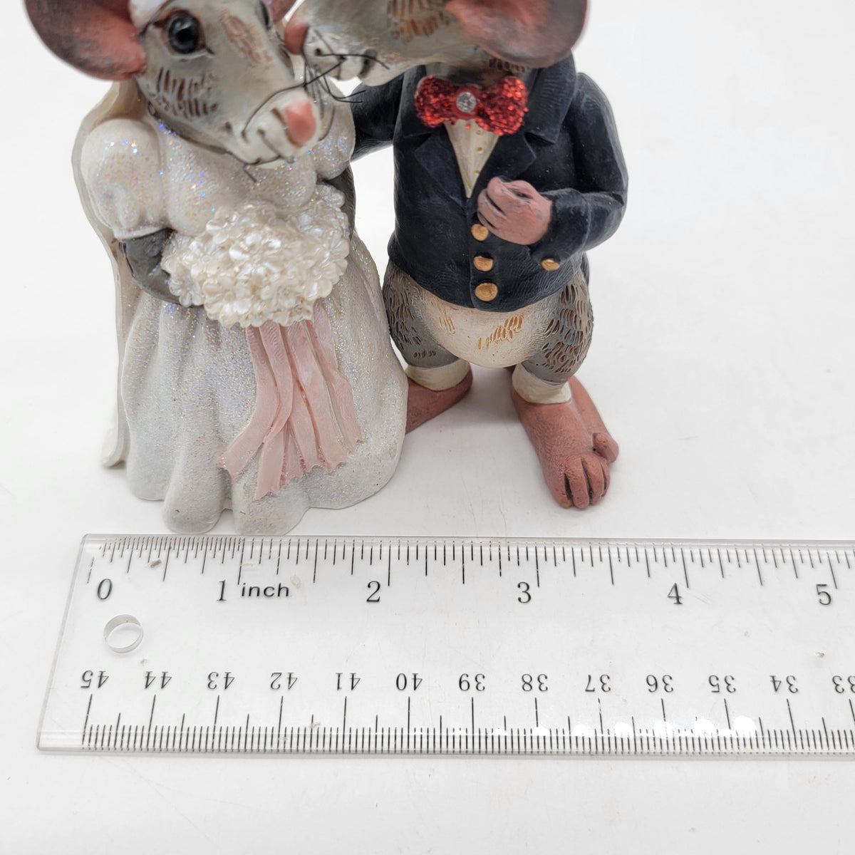 Adorable Bride & Groom Mice Couple Figurine Cake Topper