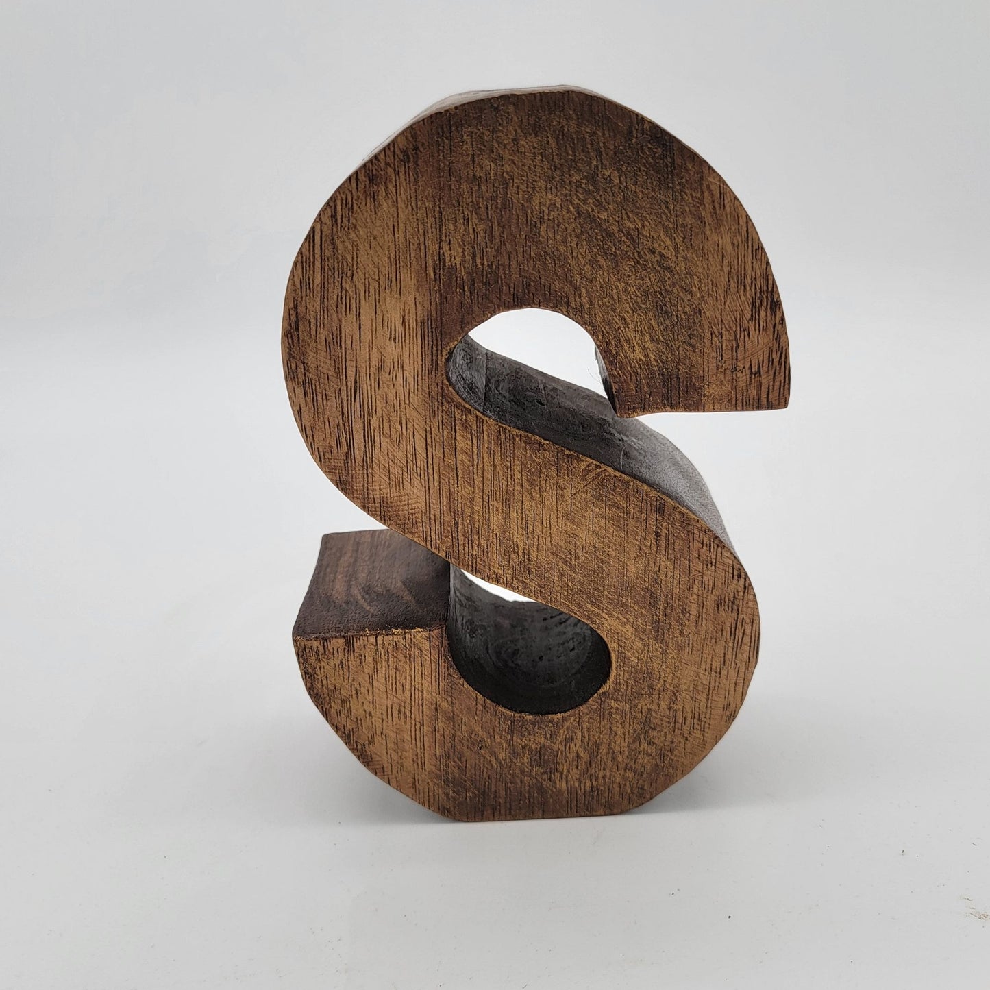 Rustic Wooden Block Letter "S" Free Standing