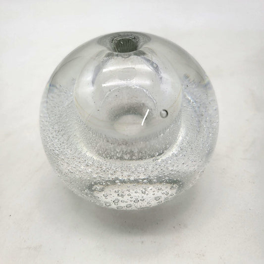 Vintage Clear Glass Polish Bubble Paperweight Candle Holder Oil Lamp