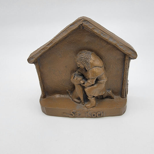 St. Roch Patron Of Dogs Plaque Sculpture By Hank Schlau