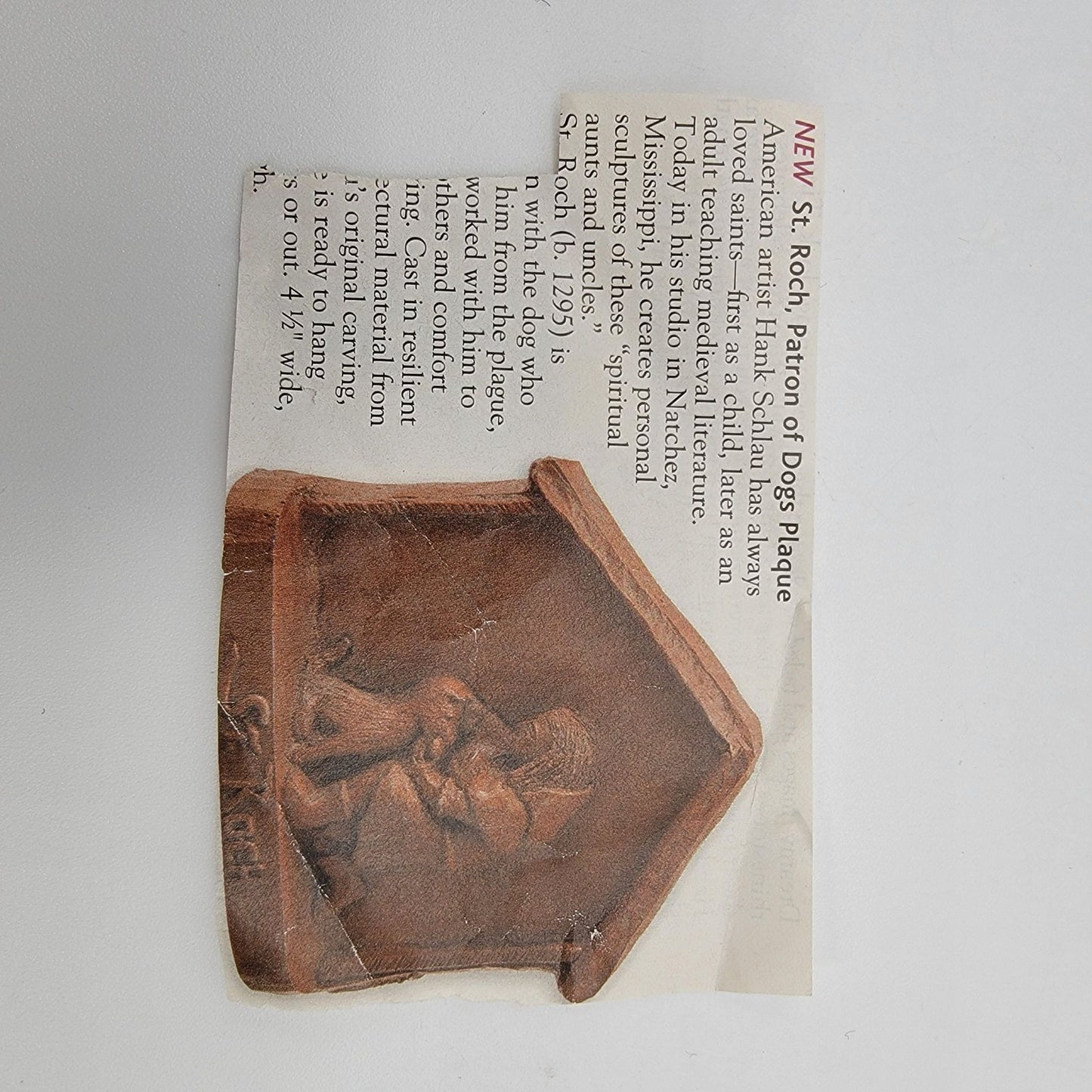 St. Roch Patron Of Dogs Plaque Sculpture By Hank Schlau