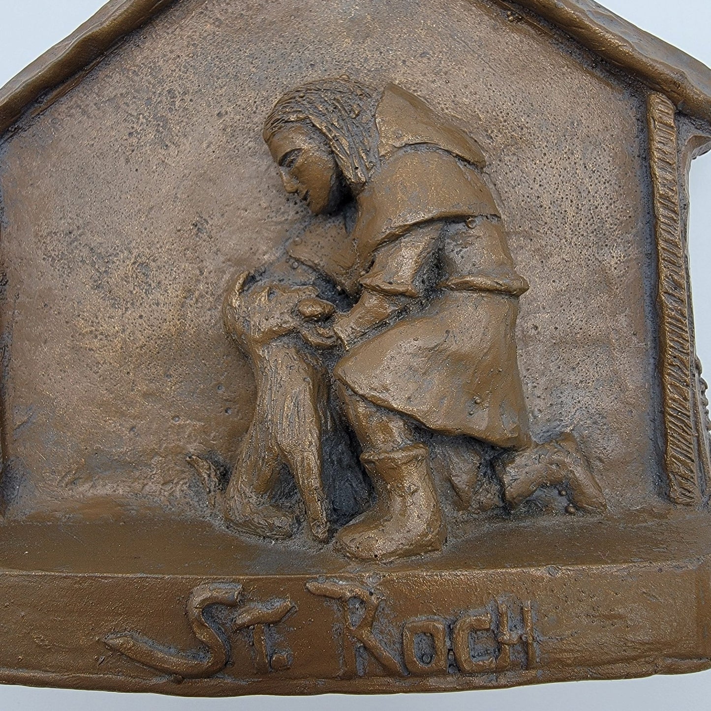 St. Roch Patron Of Dogs Plaque Sculpture By Hank Schlau
