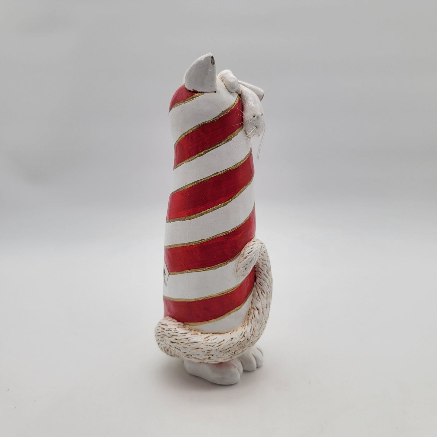Vicki Thomas Red and White Striped Cat Figure 2000