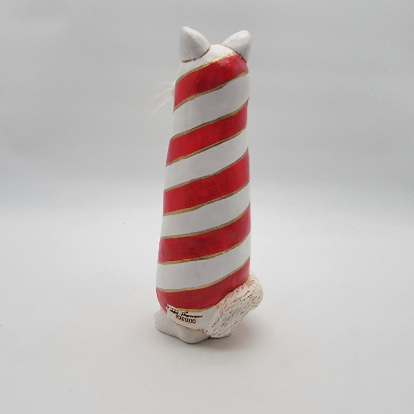 Vicki Thomas Red and White Striped Cat Figure 2000