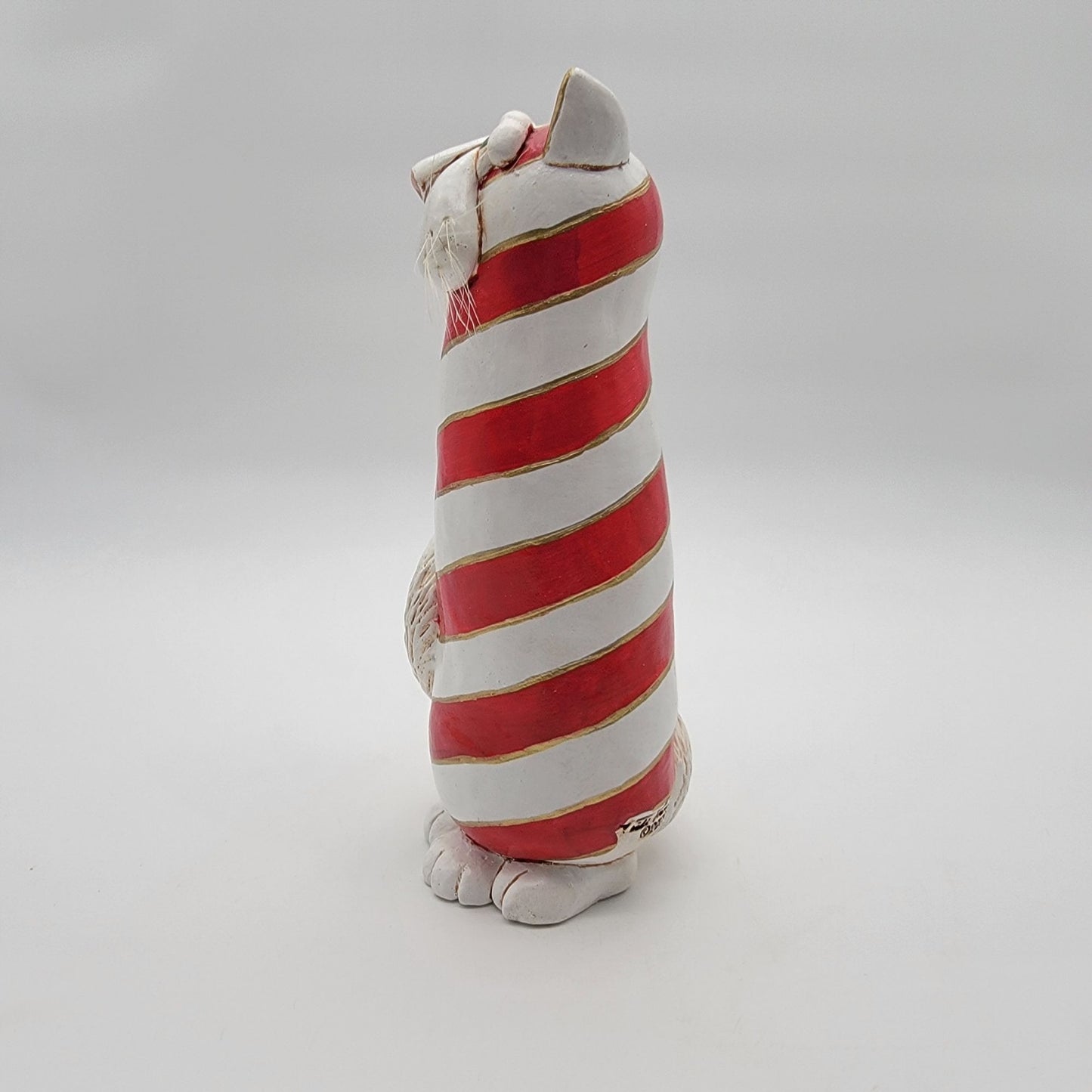 Vicki Thomas Red and White Striped Cat Figure 2000