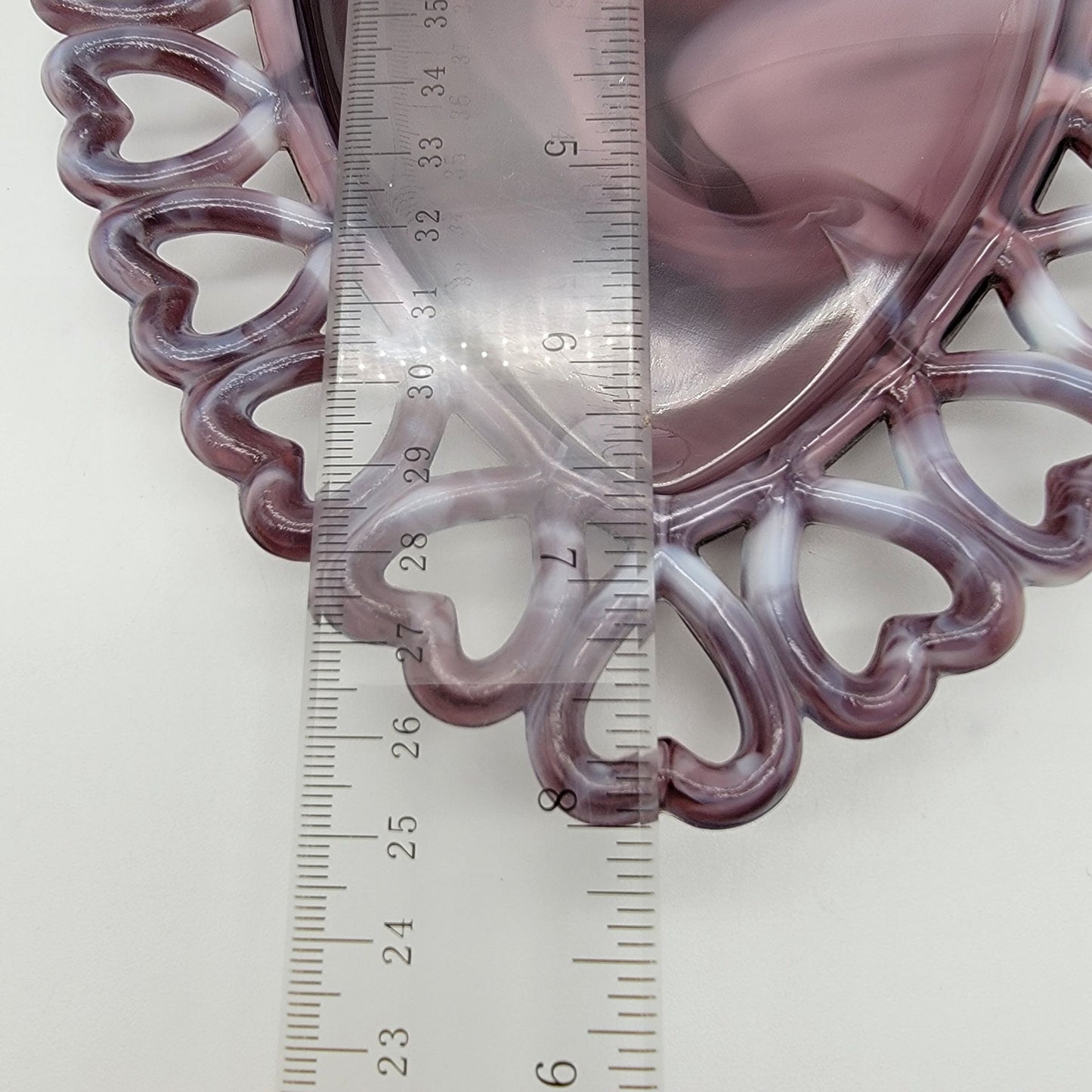 Vintage Westmoreland Amethyst Purple Slag Glass  Reticulated Heart Plate  - As Found