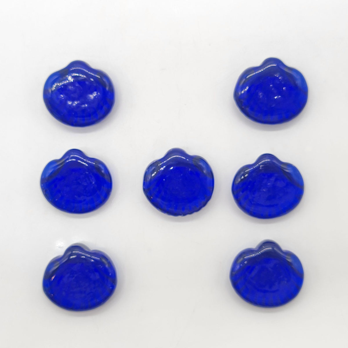 Vintage Cobalt Blue Glass Seashells Set Of 7