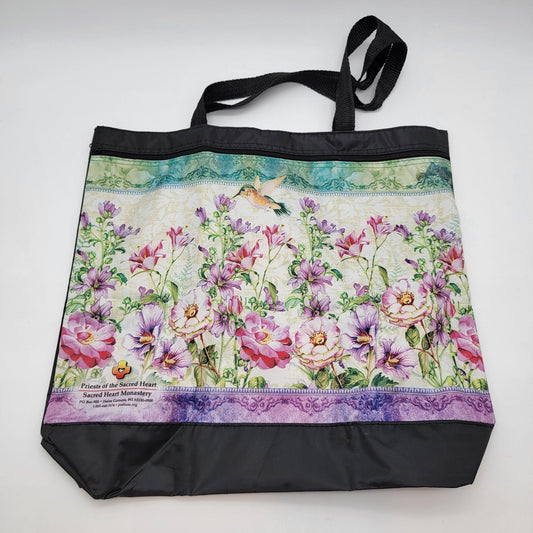Floral Hummingbird Tote Bag With Handles