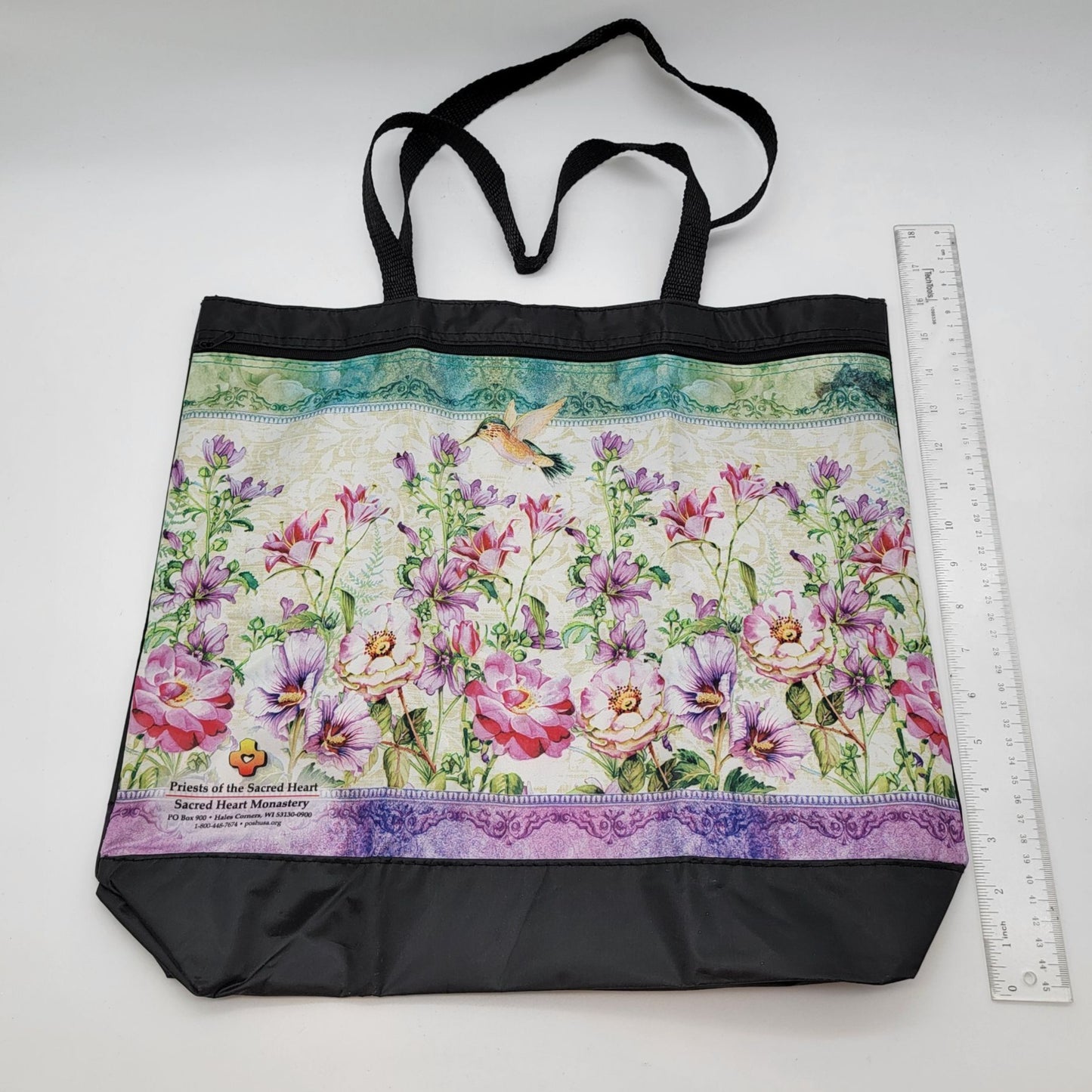 Floral Hummingbird Tote Bag With Handles