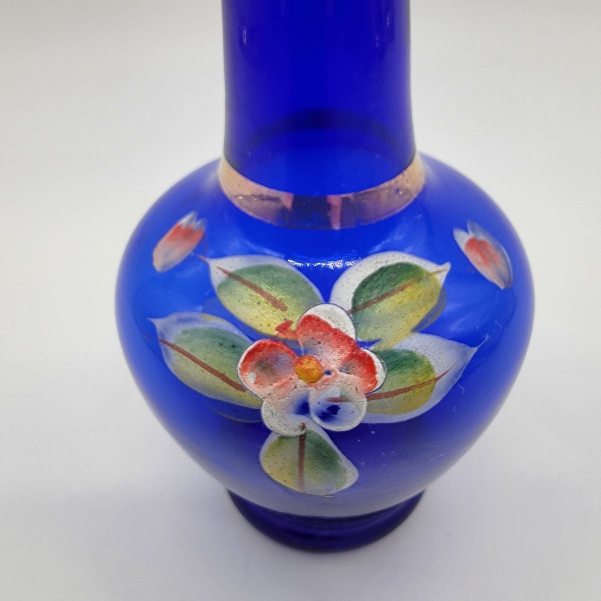 Vintage Bohemian Czech Cobalt Blue Art Glass Bud Vase