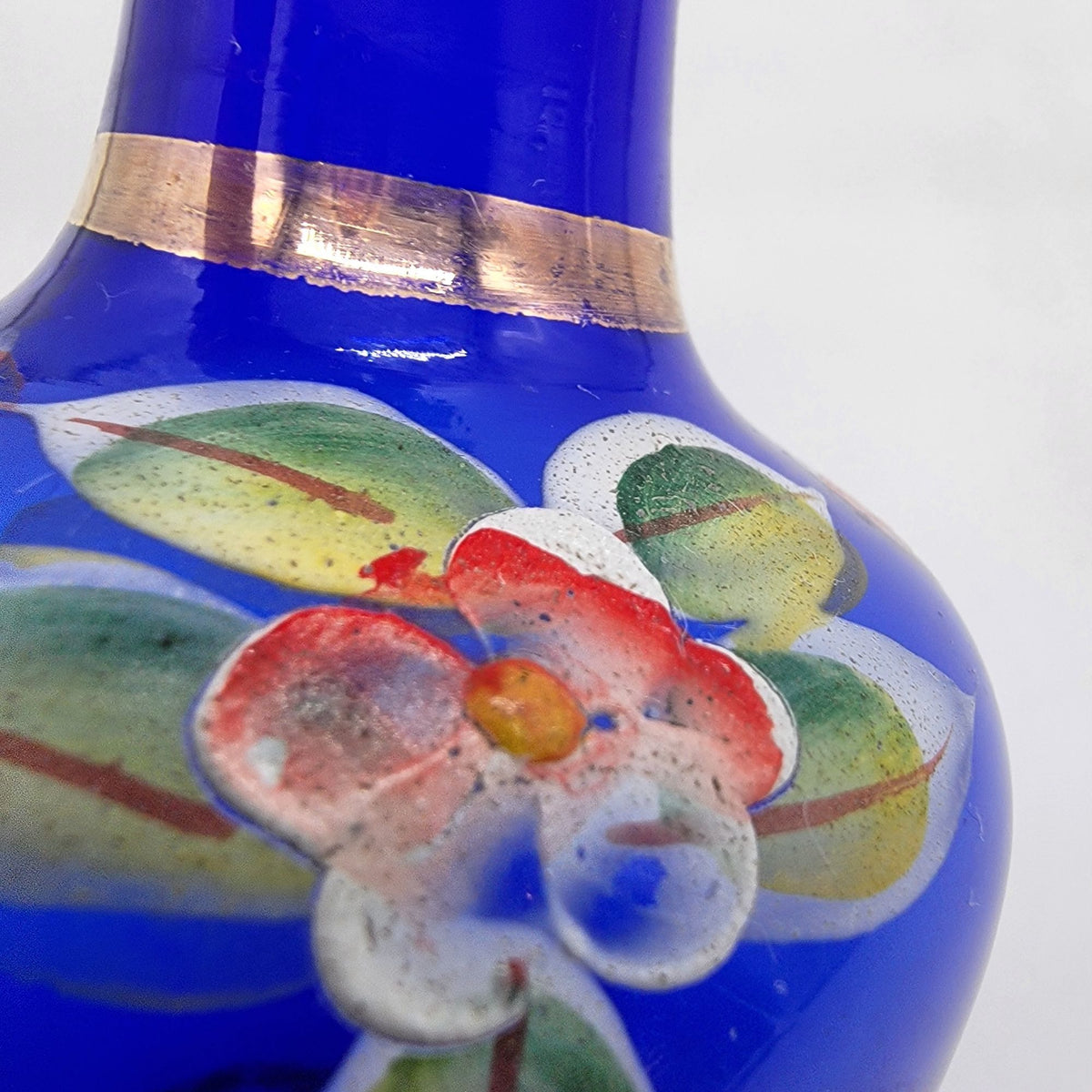 Vintage Bohemian Czech Cobalt Blue Art Glass Bud Vase