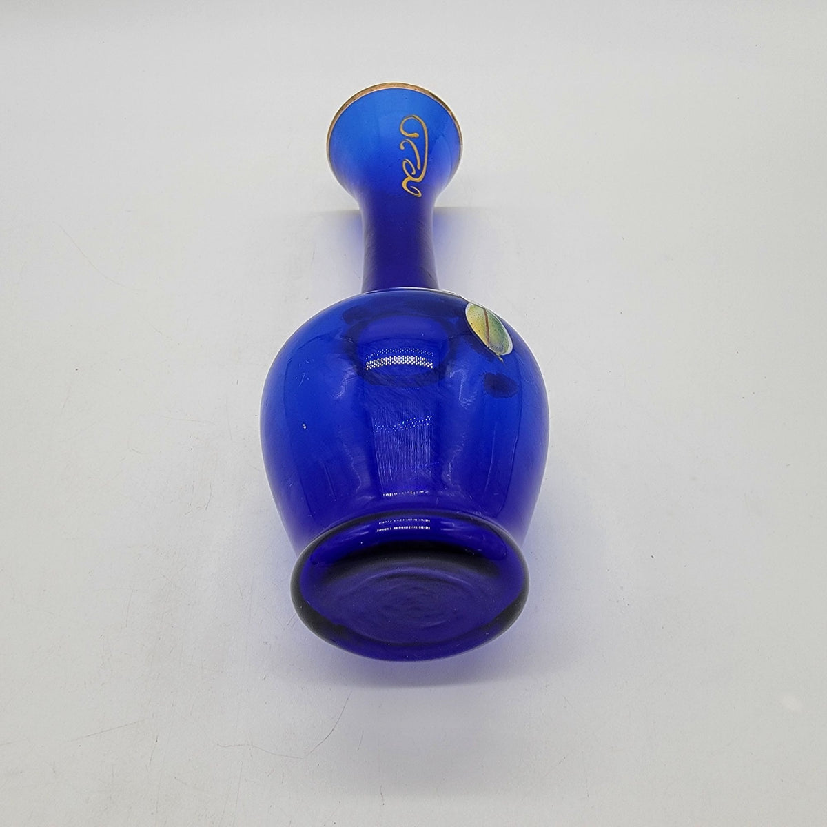 Vintage Bohemian Czech Cobalt Blue Art Glass Bud Vase