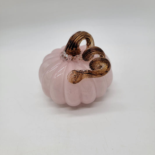 Art Glass Pink Pumpkin Sculpture