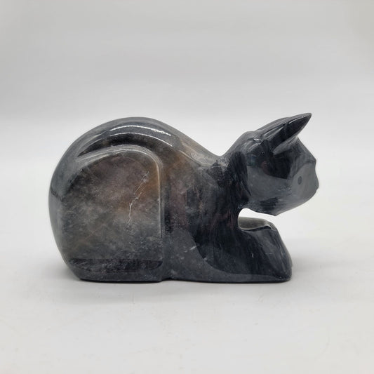 Vintage Carved Stone Marble Cat Sculpture