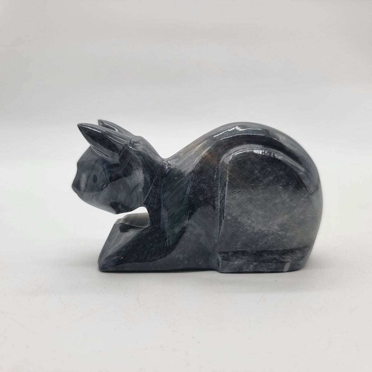 Vintage Carved Stone Marble Cat Sculpture