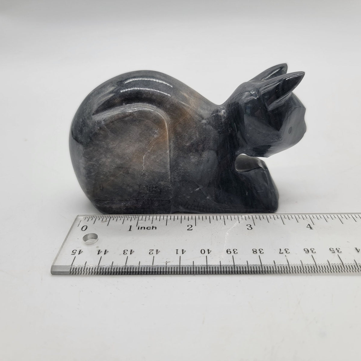 Vintage Carved Stone Marble Cat Sculpture