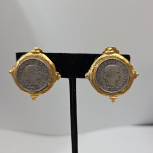 Susan Shaw 1948 Swiss Franc Coin Clip-On Earrings