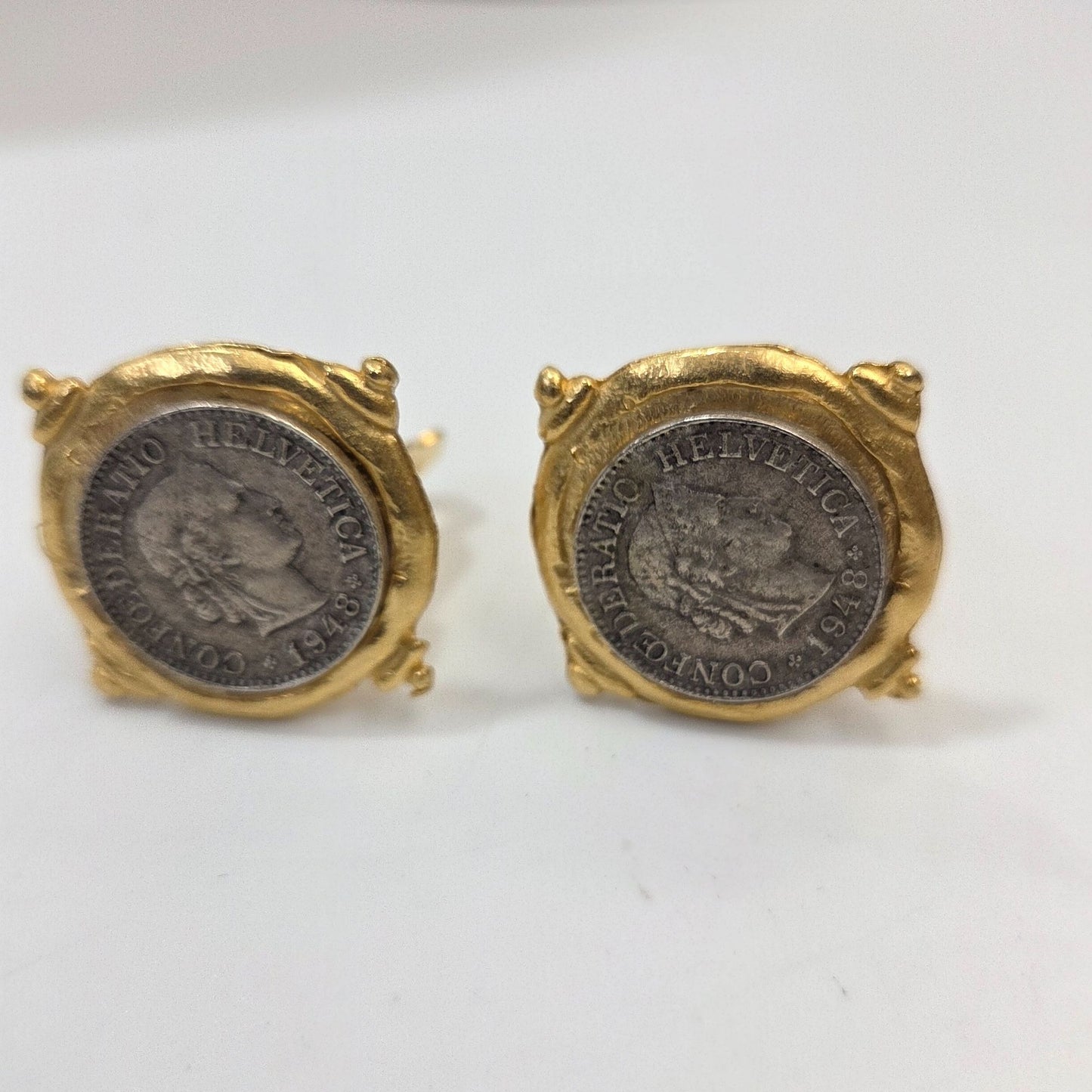 Susan Shaw 1948 Swiss Franc Coin Clip-On Earrings
