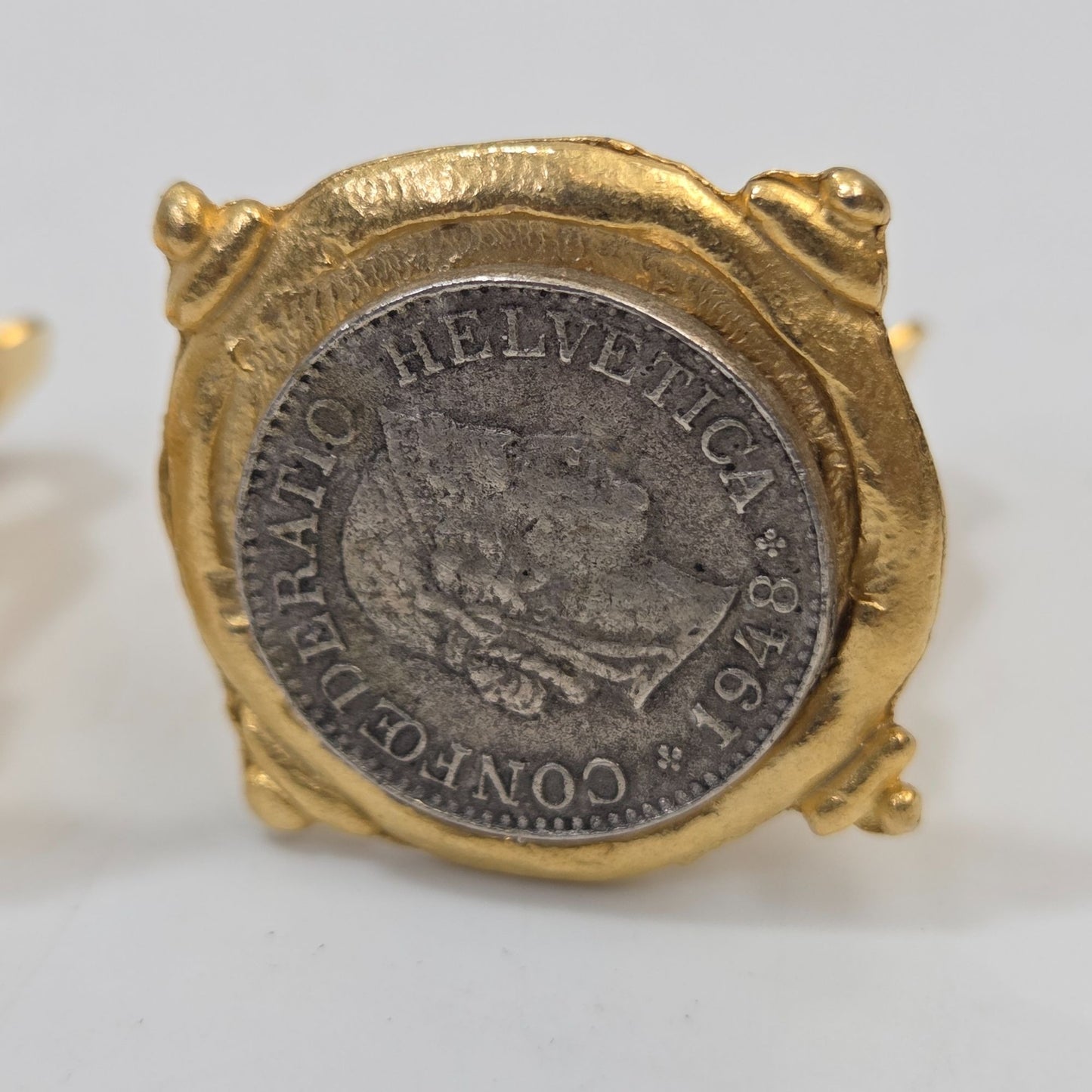 Susan Shaw 1948 Swiss Franc Coin Clip-On Earrings