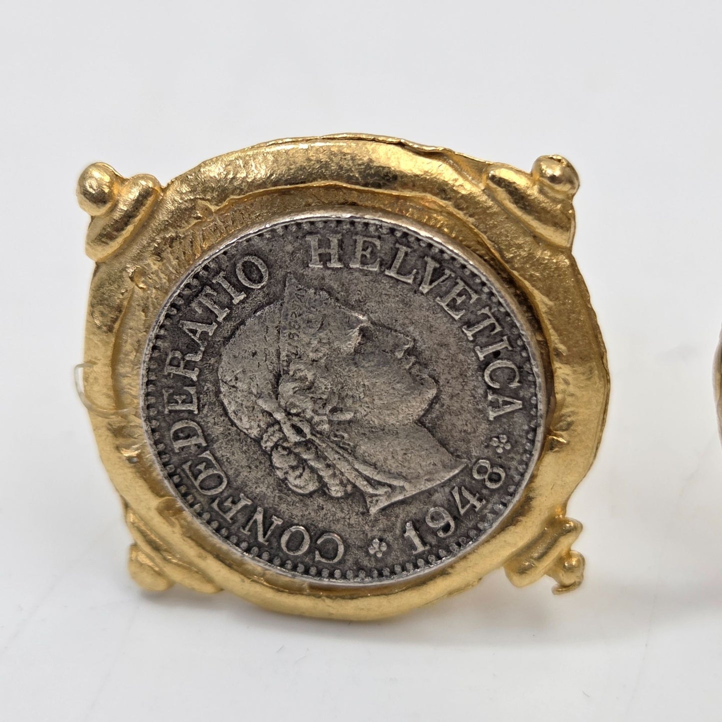 Susan Shaw 1948 Swiss Franc Coin Clip-On Earrings