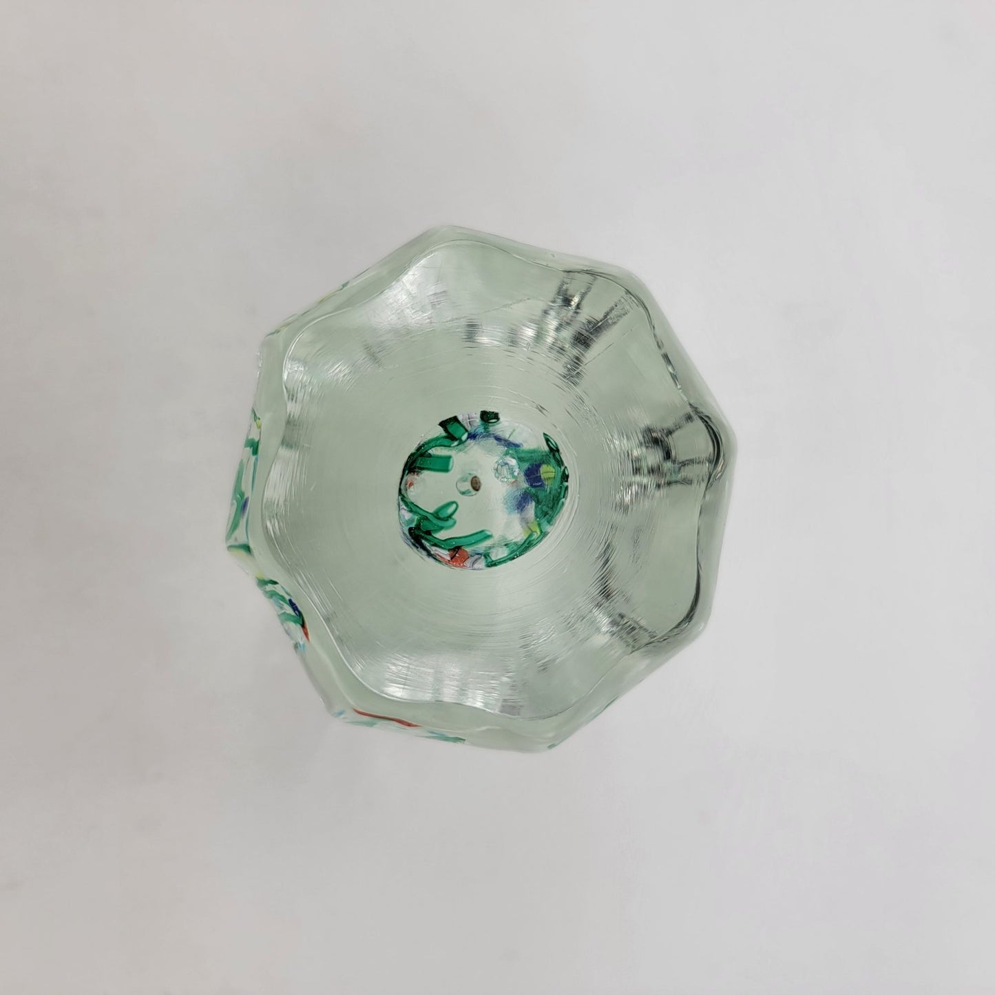 Vintage Art Glass Millefiori Flower Cased Paperweight