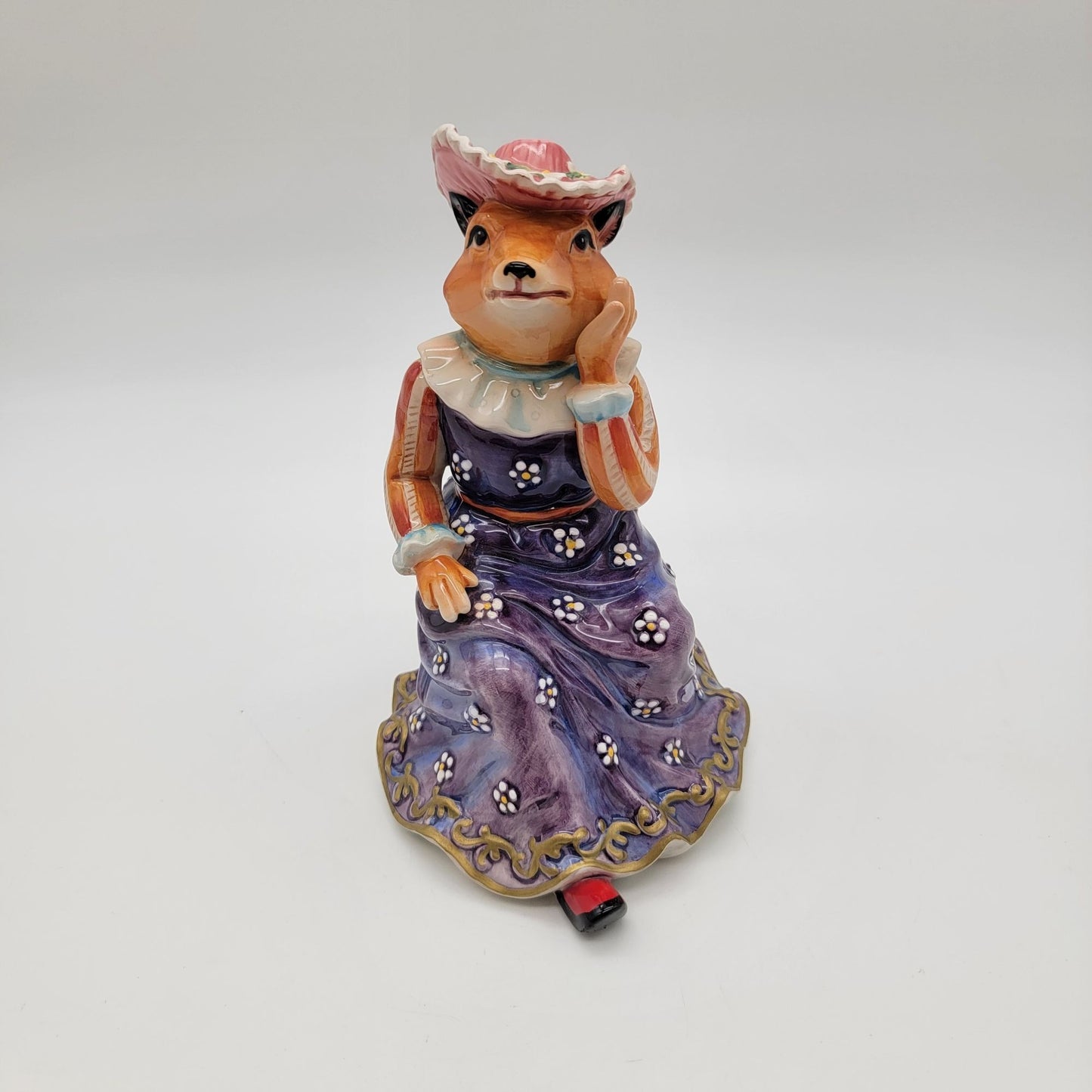 Anthropomorphic Tudor Lady Fox Figurine In Renaissance Style Gown