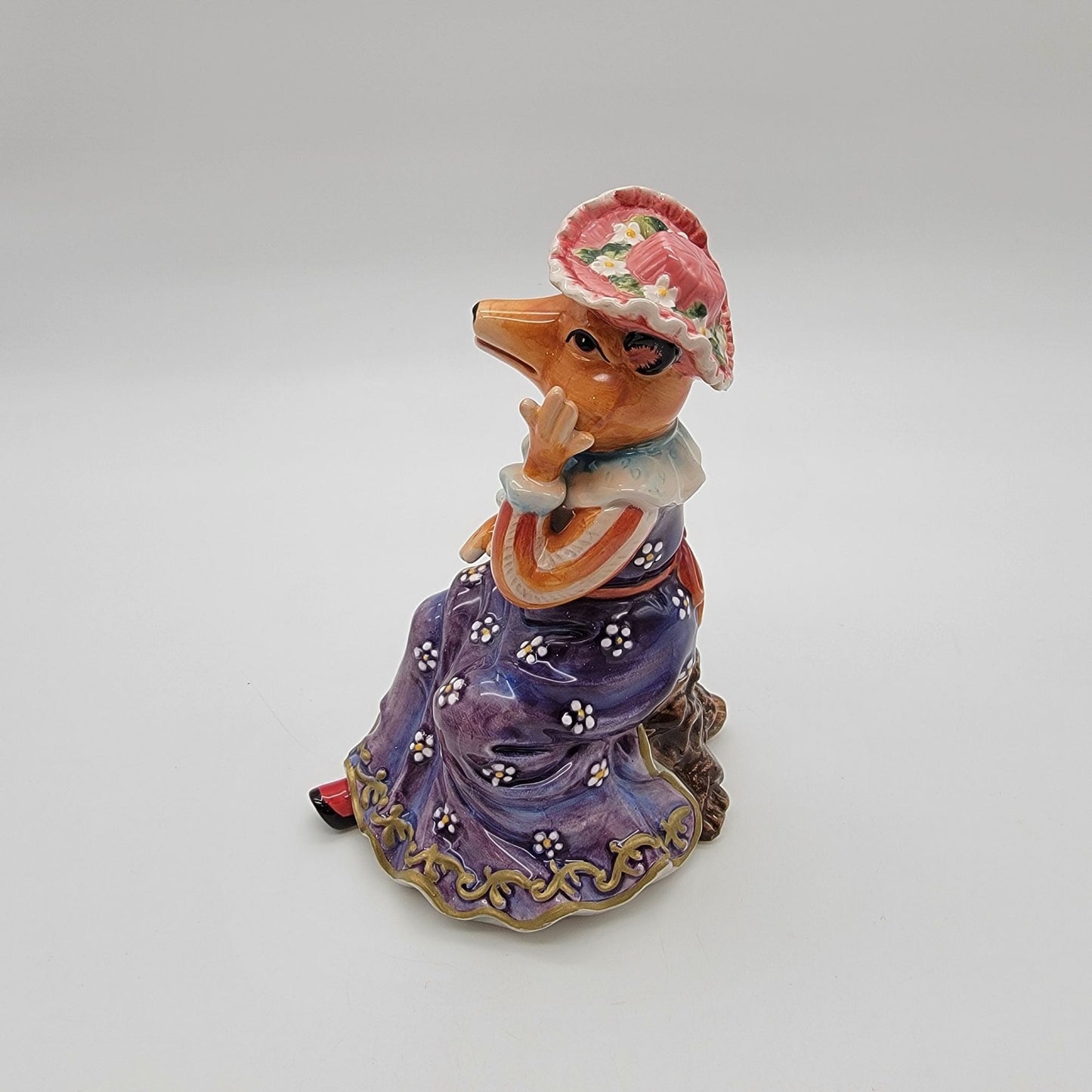Anthropomorphic Tudor Lady Fox Figurine In Renaissance Style Gown