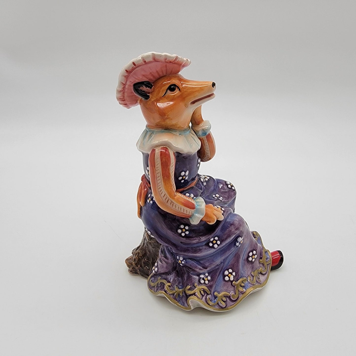 Anthropomorphic Tudor Lady Fox Figurine In Renaissance Style Gown
