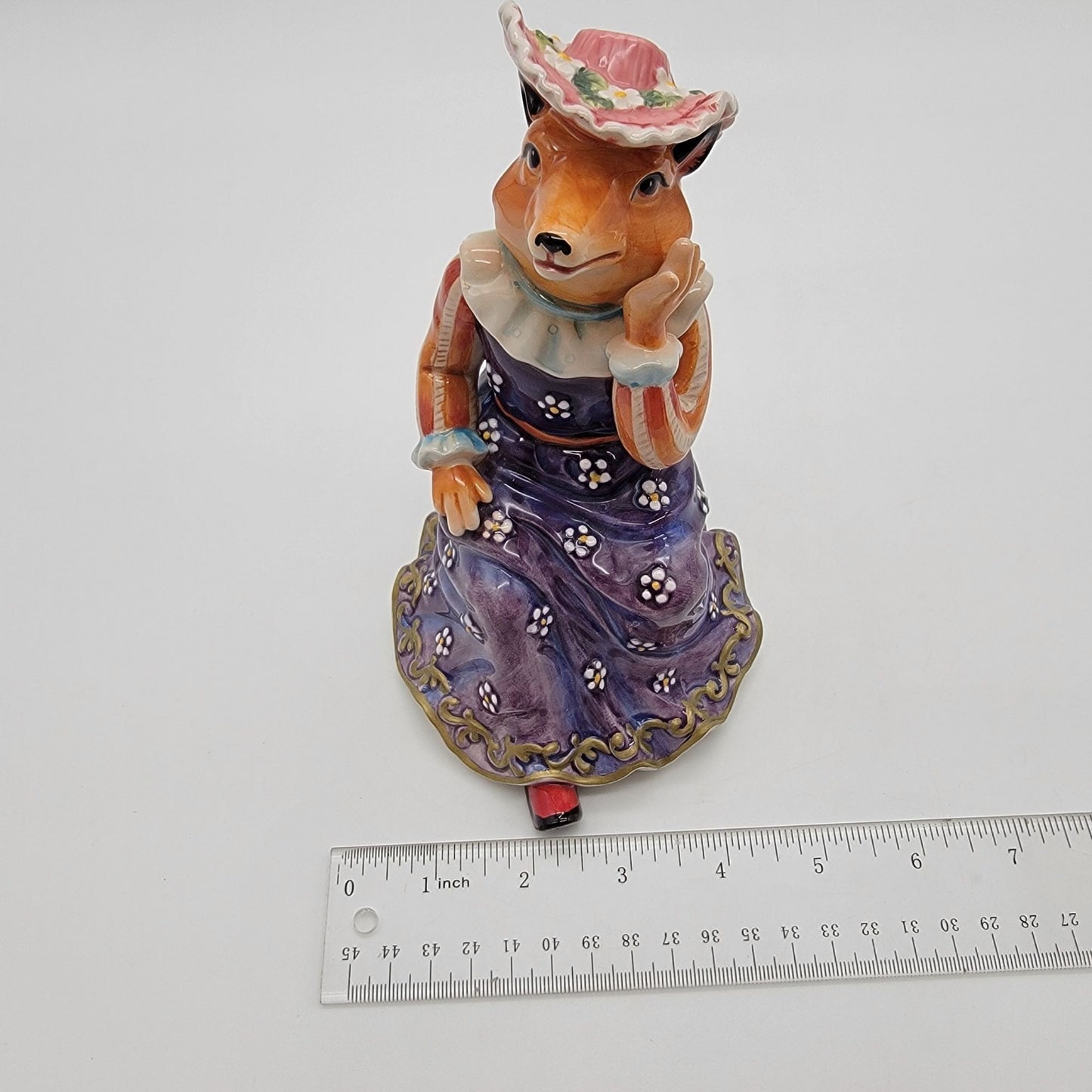 Anthropomorphic Tudor Lady Fox Figurine In Renaissance Style Gown