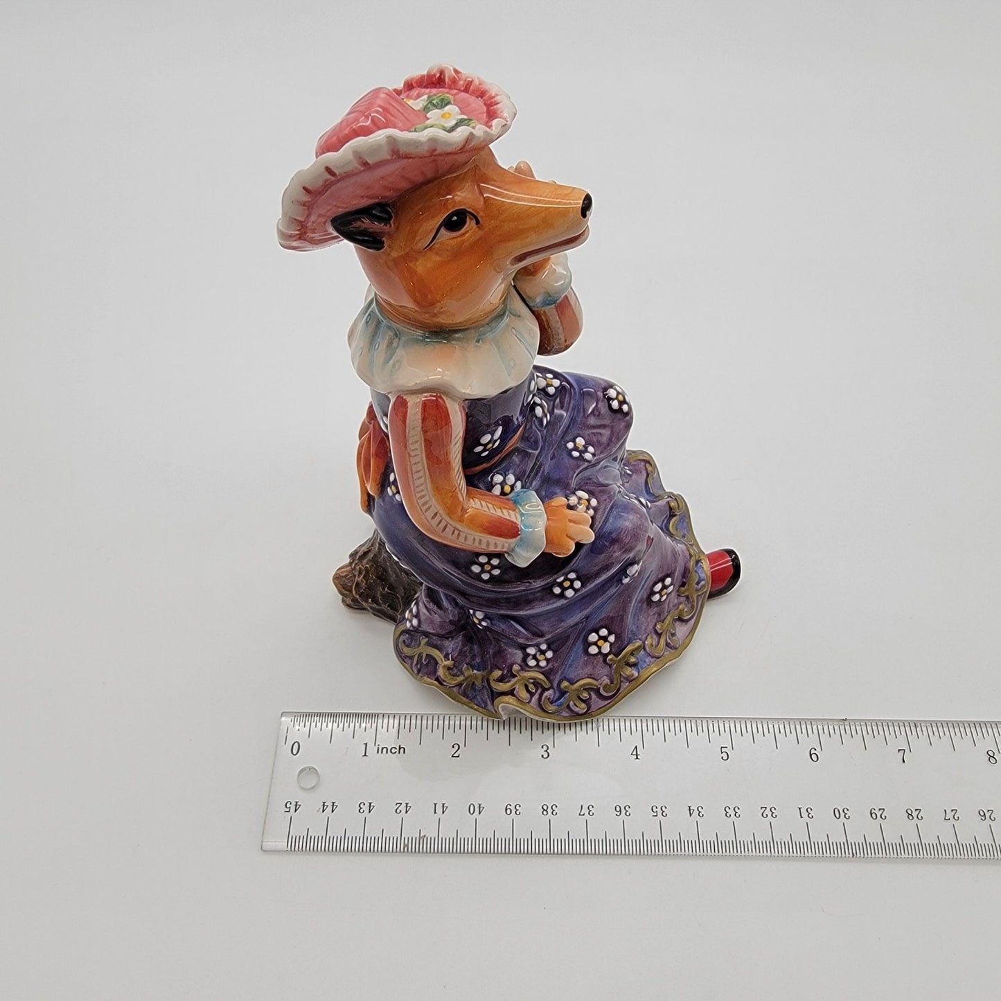 Anthropomorphic Tudor Lady Fox Figurine In Renaissance Style Gown