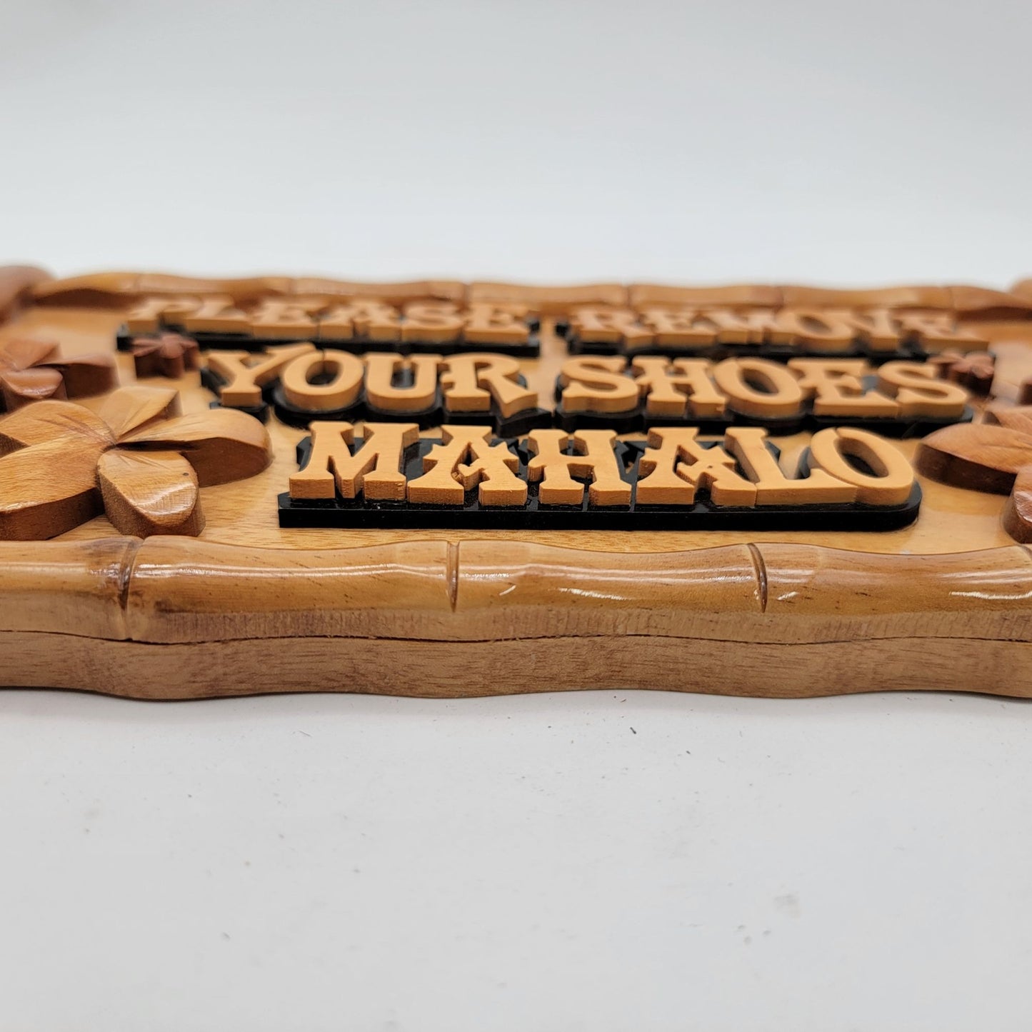 Hawaiian Bamboo & Wood Shoe Removal Sign