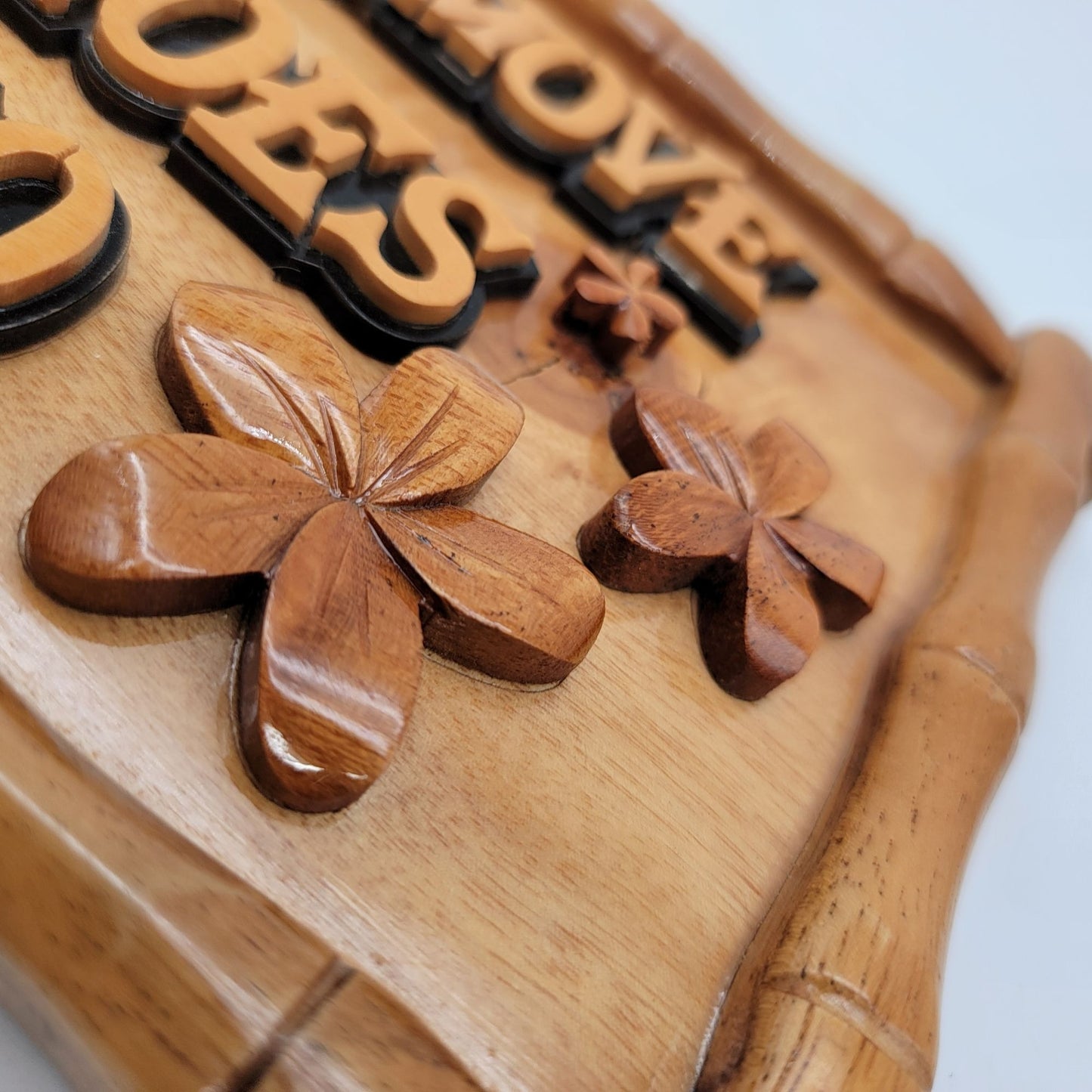 Hawaiian Bamboo & Wood Shoe Removal Sign