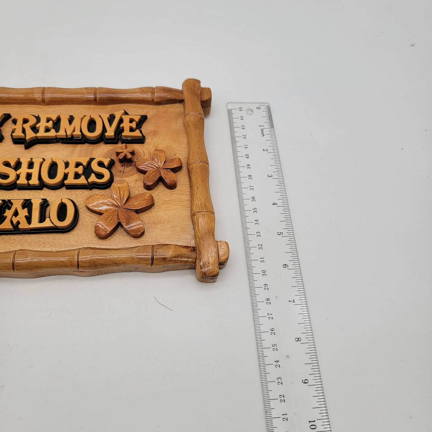 Hawaiian Bamboo & Wood Shoe Removal Sign
