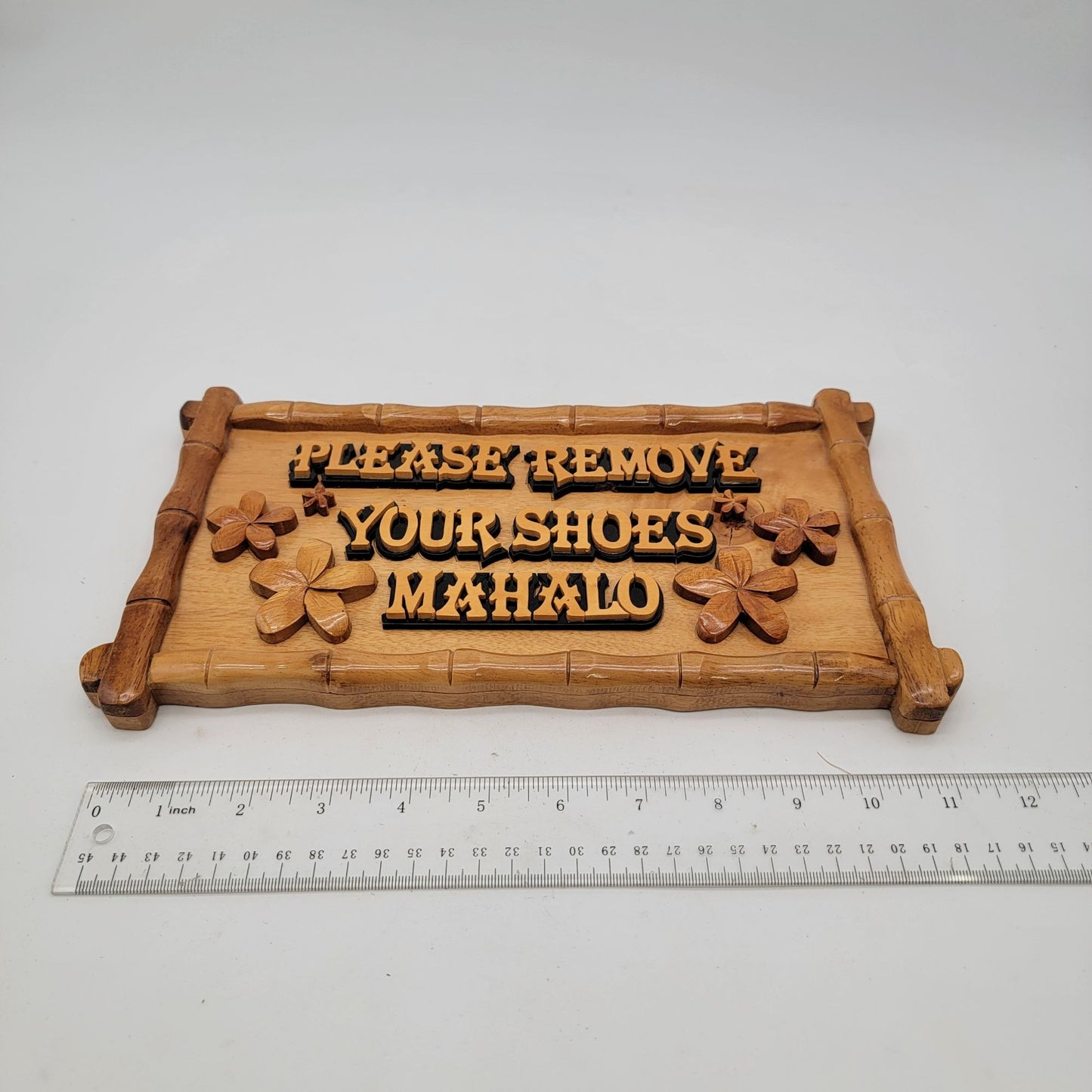 Hawaiian Bamboo & Wood Shoe Removal Sign