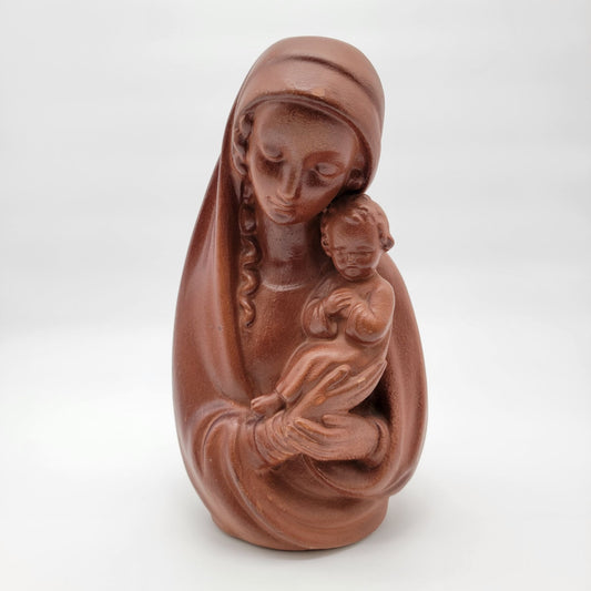 Vintage Madonna & Child Chalkware Sculpture Religious Art
